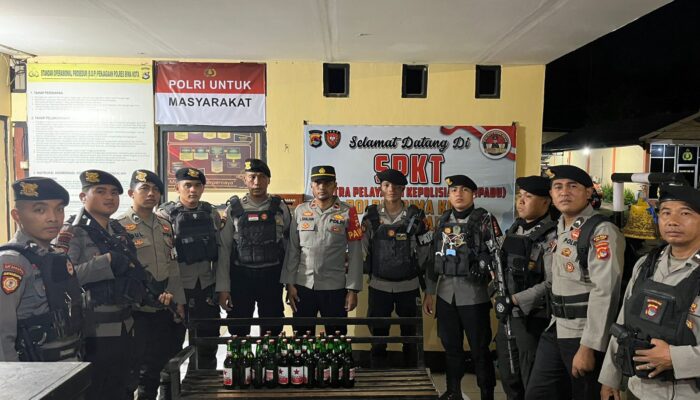Polres Bima Kota Razia Miras di Café dan Tempat Hiburan Malam, Puluhan Botol Disita